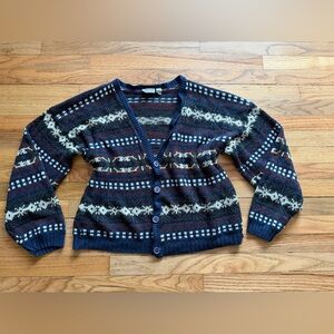 VTG Patterned Corner Stone Cardigan Size Large